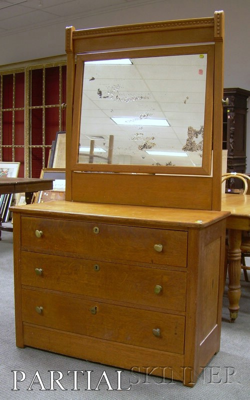 Appraisal: Pair of Early th Century Carved Oak and Mirrored Dressers