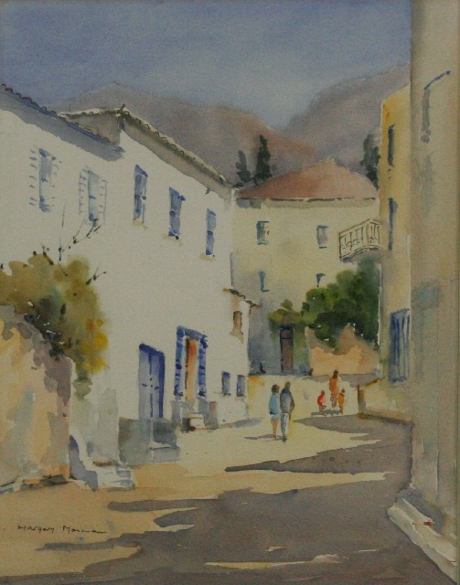 Appraisal: Margery Mosman Greek Street Scene watercolour signed LLC x cm