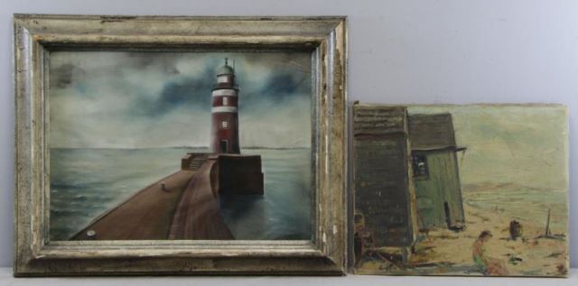 Appraisal: Two Early th C Signed Coastal Scenes Watercolor on paper