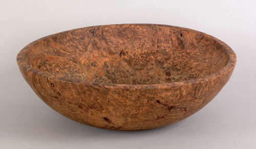 Appraisal: Large New England burl bowl early th c h dia