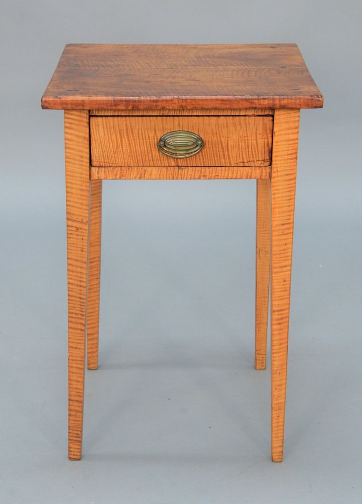 Appraisal: Federal Tiger Maple Stand one drawer on square tapered legs