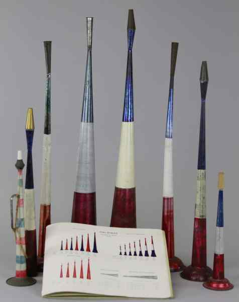 Appraisal: GROUPING OF PATRIOTIC TIN HORNS HORN CATALOG Nice grouping of