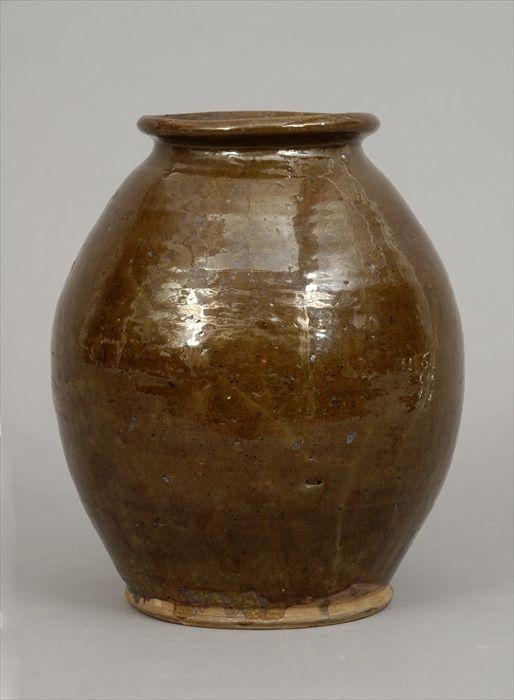 Appraisal: Brown-Glazed Pottery Ovoid Bean Pot in