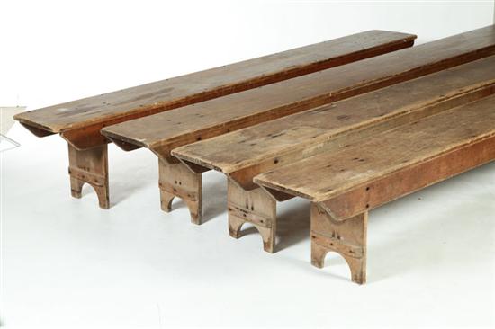 Appraisal: MEETING BENCH-TABLE SET Ohio or Indiana Amish early th century