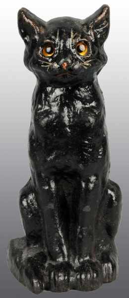 Appraisal: Cast Iron Black Cat with Glass Eyes Doorstop Condition Excellent