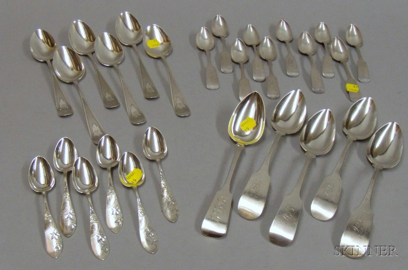 Appraisal: Collection of Coin and Sterling Silver Spoons a set of