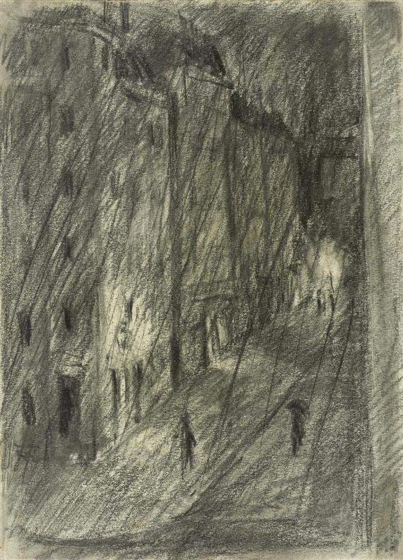 Appraisal: GUBLER MAX Zurich City street in the night Circa Pencil