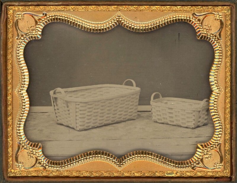 Appraisal: A PAIR OF BASKETS RARE AMBROTYPE Quarter plate For those