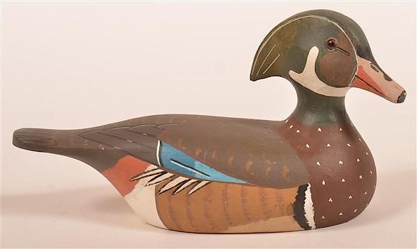 Appraisal: W L Gable Wood Duck Drake Miniature Decoy Signed W