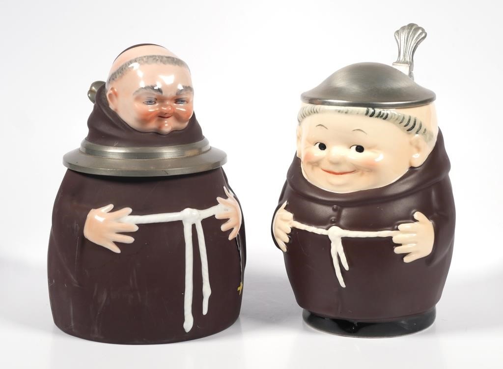 Appraisal: Two Goebel Friar Tuck figural beer steins mugs are approx