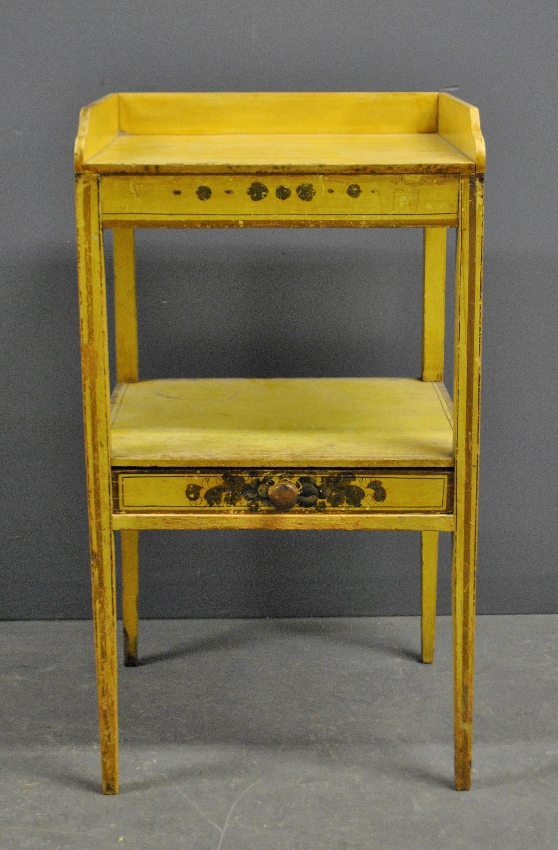 Appraisal: - New England one-drawer stand c with yellow paint decoration