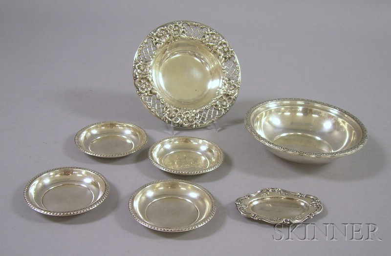 Appraisal: Seven Small Sterling Silver Dishes and Bowls a set of