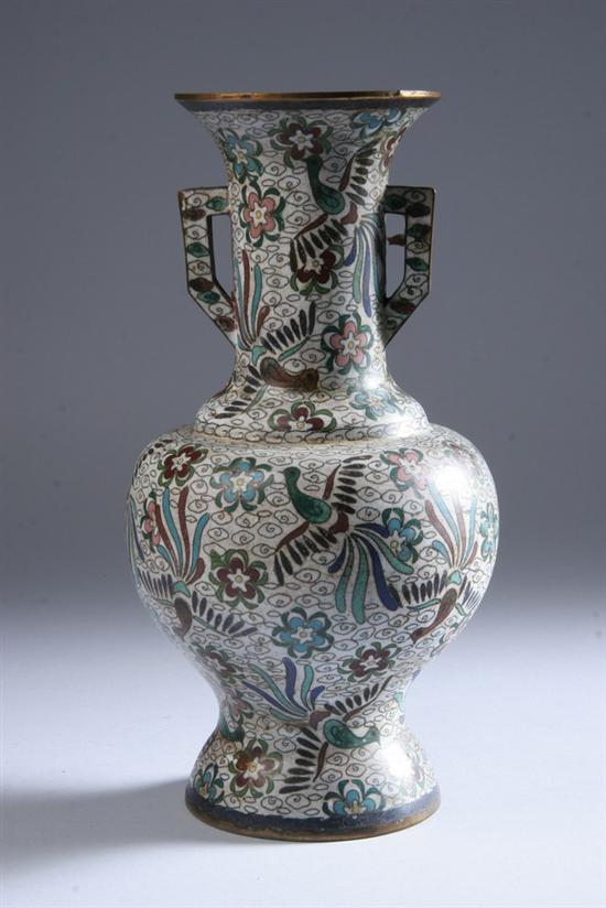 Appraisal: CHINESE CLOISONN VASE Bird and floral decoration - in high