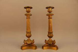 Appraisal: th C Italian Footed Bronze Candlesticks th C Italian Footed