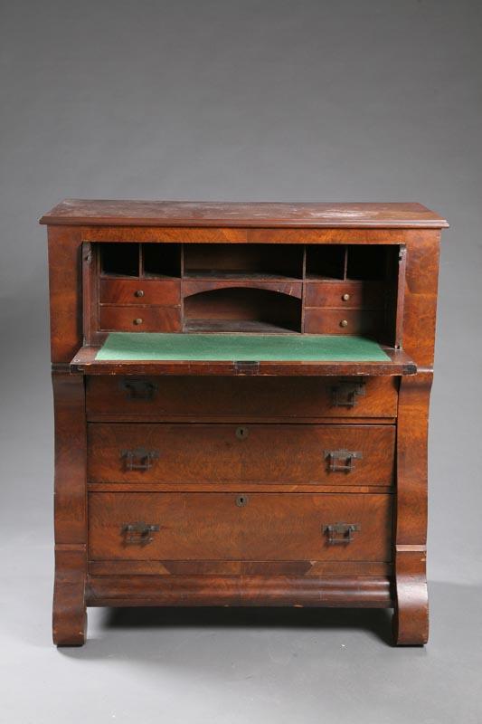 Appraisal: BUTLERS CHEST Walnut with a scalloped paneled top drawer dropping