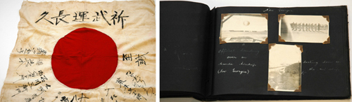 Appraisal: JAPANESE KAMIKAZE FLAG AND PHOTO ALBUM WWII BELONGING TO PRIVATE