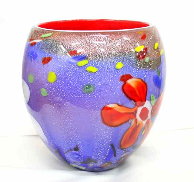 Appraisal: A MURANO VASE WITH A TRIO OF FLOWER PATTERNS over