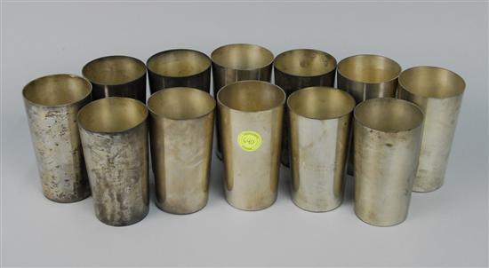 Appraisal: TWELVE AMERICAN SILVER MINT JULEP CUPS S Kirk Sons Inc