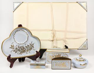 Appraisal: lot of Limoges hand painted desk set each having gilt