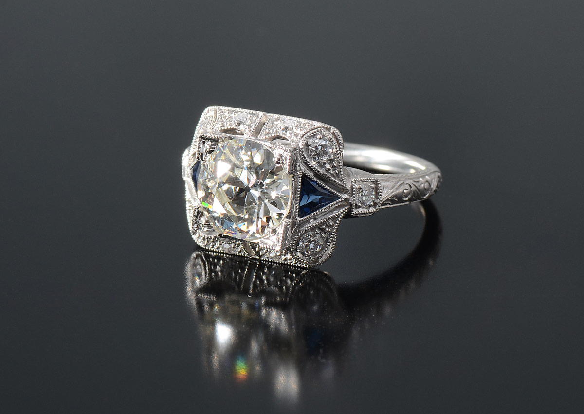 Appraisal: SOPHIA D PLATINUM CT CENTER DIAMOND WITH SAPPHIRES RING Platinum