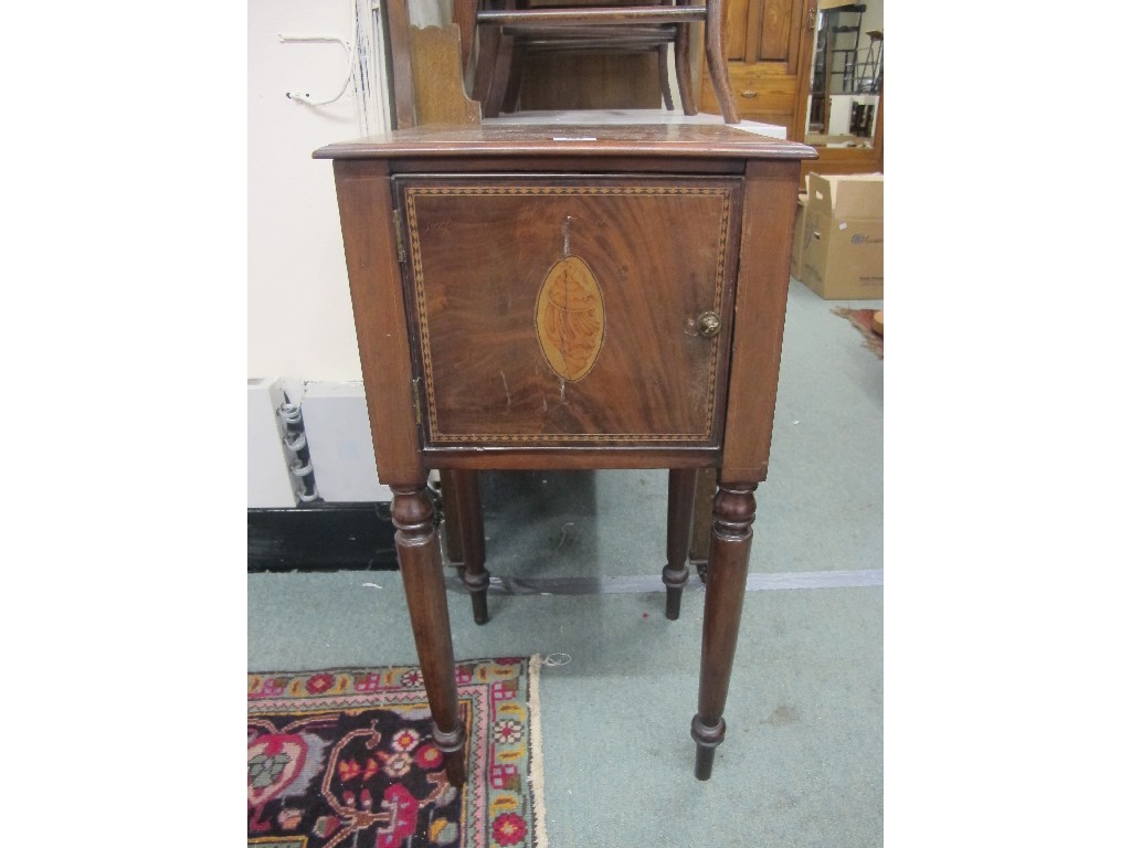 Appraisal: Edwardian mahogany inlaid pot cupboard