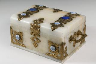 Appraisal: MAGNIFICENT FRENCH JEWELRY CASKET Solid Onyx Belle Epoch Jewelry Casket