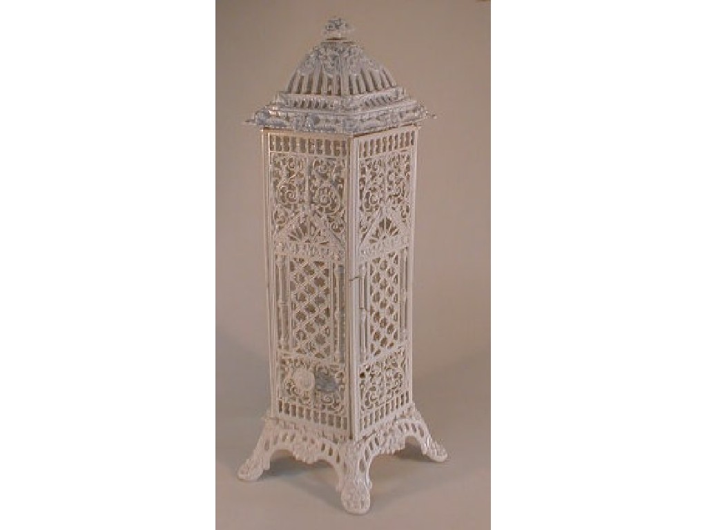 Appraisal: A Coalbrookdale type cast iron paraffin heater painted white high