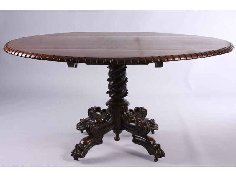 Appraisal: William IV Tilt Top Dining Table ca rosewood oval top