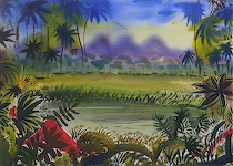 Appraisal: Paul Bough Travis American Cleveland School - African Landscape Watercolor