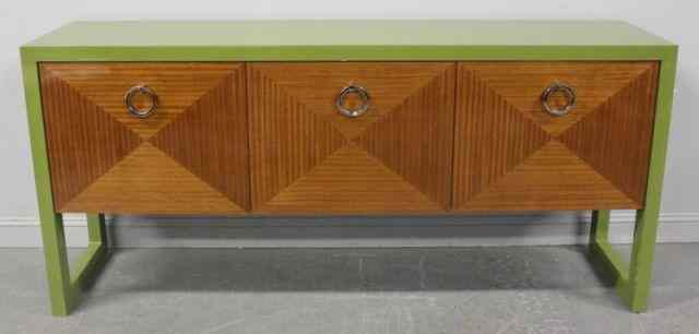 Appraisal: Beautiful Midcentury Style Green Brown Cabinet From a Manhasset Long