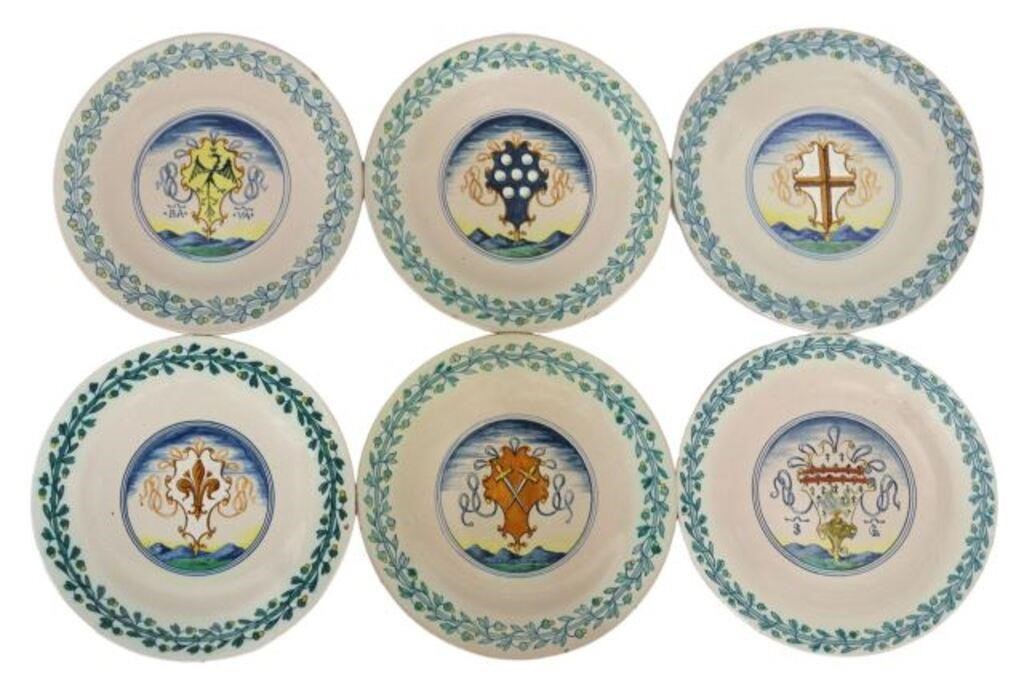 Appraisal: lot of Italian tin-glazed earthenware plates Cantagalli Firenze foliate border