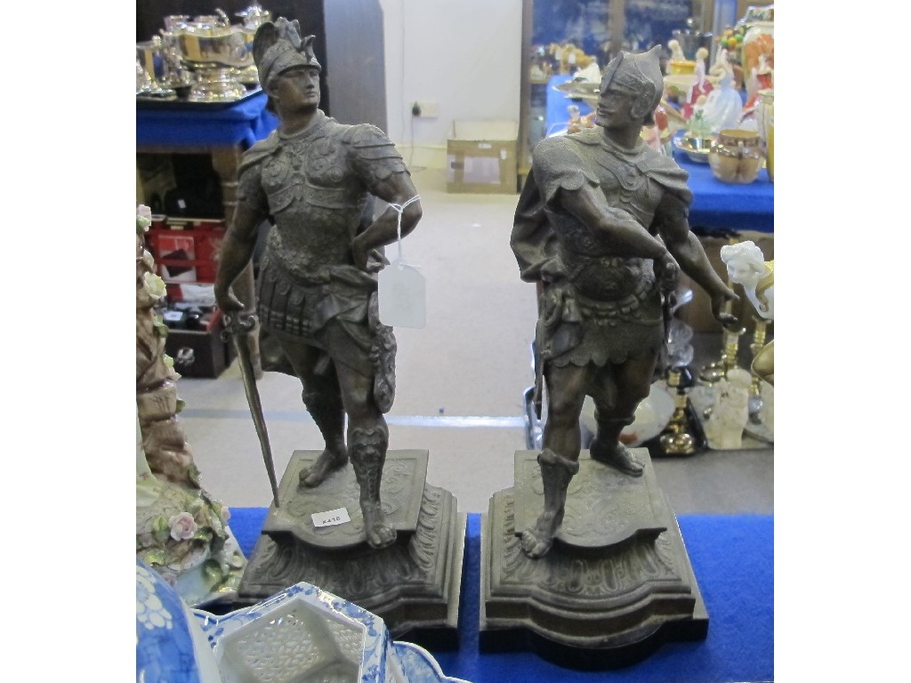 Appraisal: Pair of spelter figures of classical soldiers