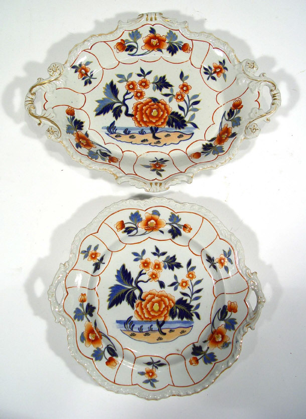 Appraisal: Two th Century stone china plates both enamelled with peony