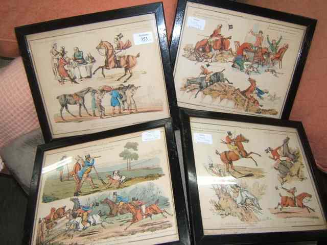 Appraisal: FOUR TH CENTURY HAND COLOURED HUNTING PRINTS after Alken entitled