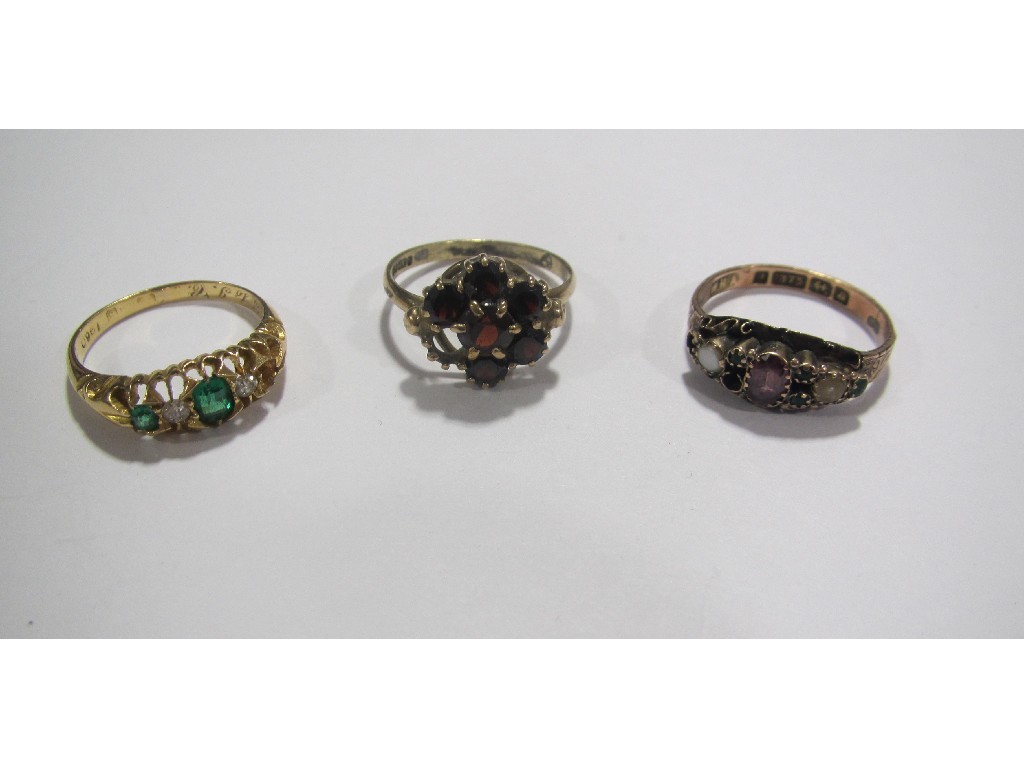 Appraisal: Lot comprising two Victorian ct gold gem set rings stones