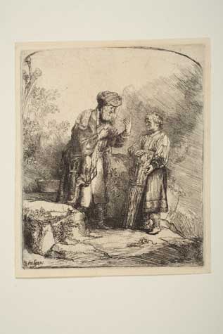 Appraisal: REMBRANDT VAN RIJN Abraham and Isaac Etching x mm x