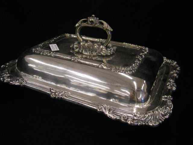 Appraisal: English Silverplate Carved Entree Server lid doubles as a server