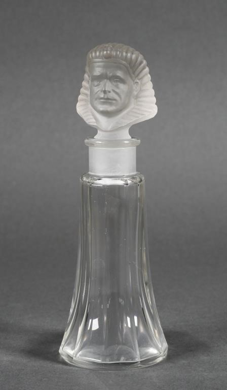 Appraisal: Signed Baccarat antique perfume bottle with frosted Pharaoh head stopper