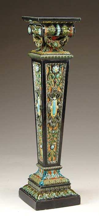 Appraisal: FINE MAJOLICA TALL PEDESTAL Square top supported by a tapered