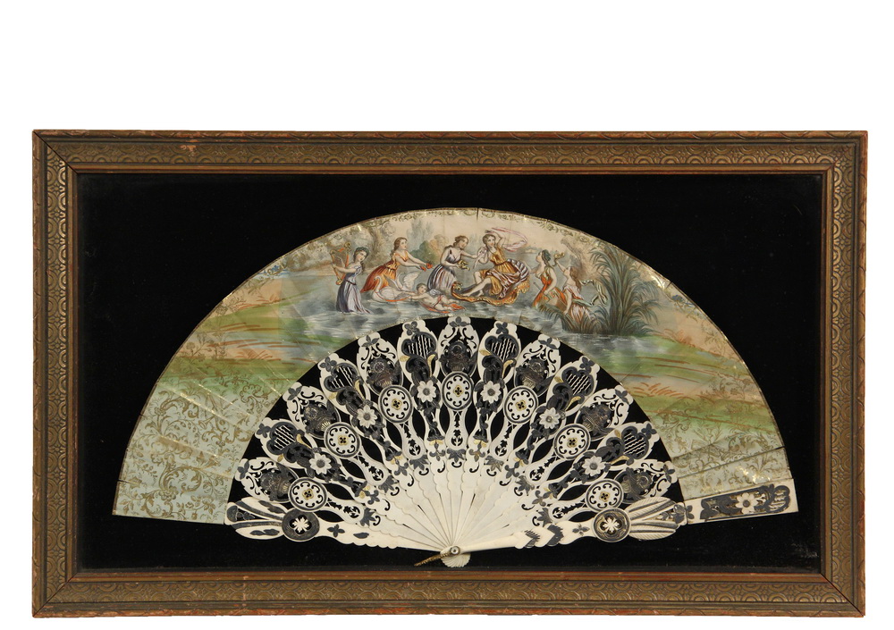 Appraisal: FRAMED HAND FAN - th c French Hand Fan with