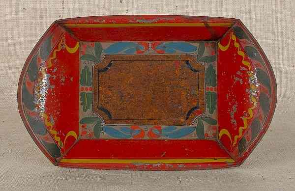 Appraisal: Pennsylvania red tole bread tray th c x