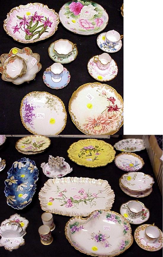 Appraisal: Hand painted porcelain including candleholder wall pocket dishes plates cups