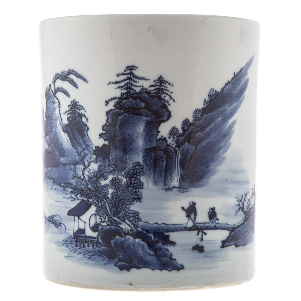 Appraisal: Chinese Blue White Porcelain Brush Wash Meandering decoration of mountainous