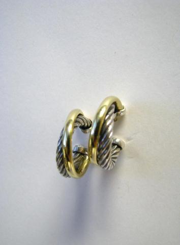 Appraisal: Pair of David Yurman Sterling and K yellow gold X