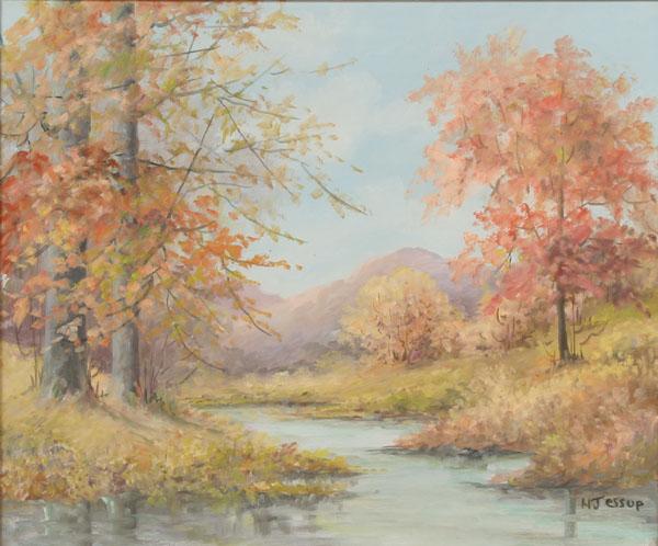 Appraisal: H Jessup American th century Indiana spring landscape with a