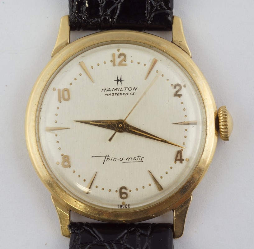 Appraisal: K YG Hamilton Masterpiece Thin-O-Matic mans wristwatch runs when wound