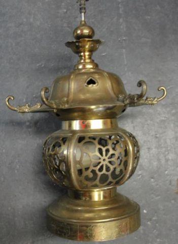 Appraisal: Pagoda Style Midcentury Brass Lantern Possibly James Mont From a