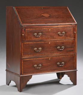 Appraisal: English Inlaid and Banded Mahogany Slant Front Sec English Inlaid