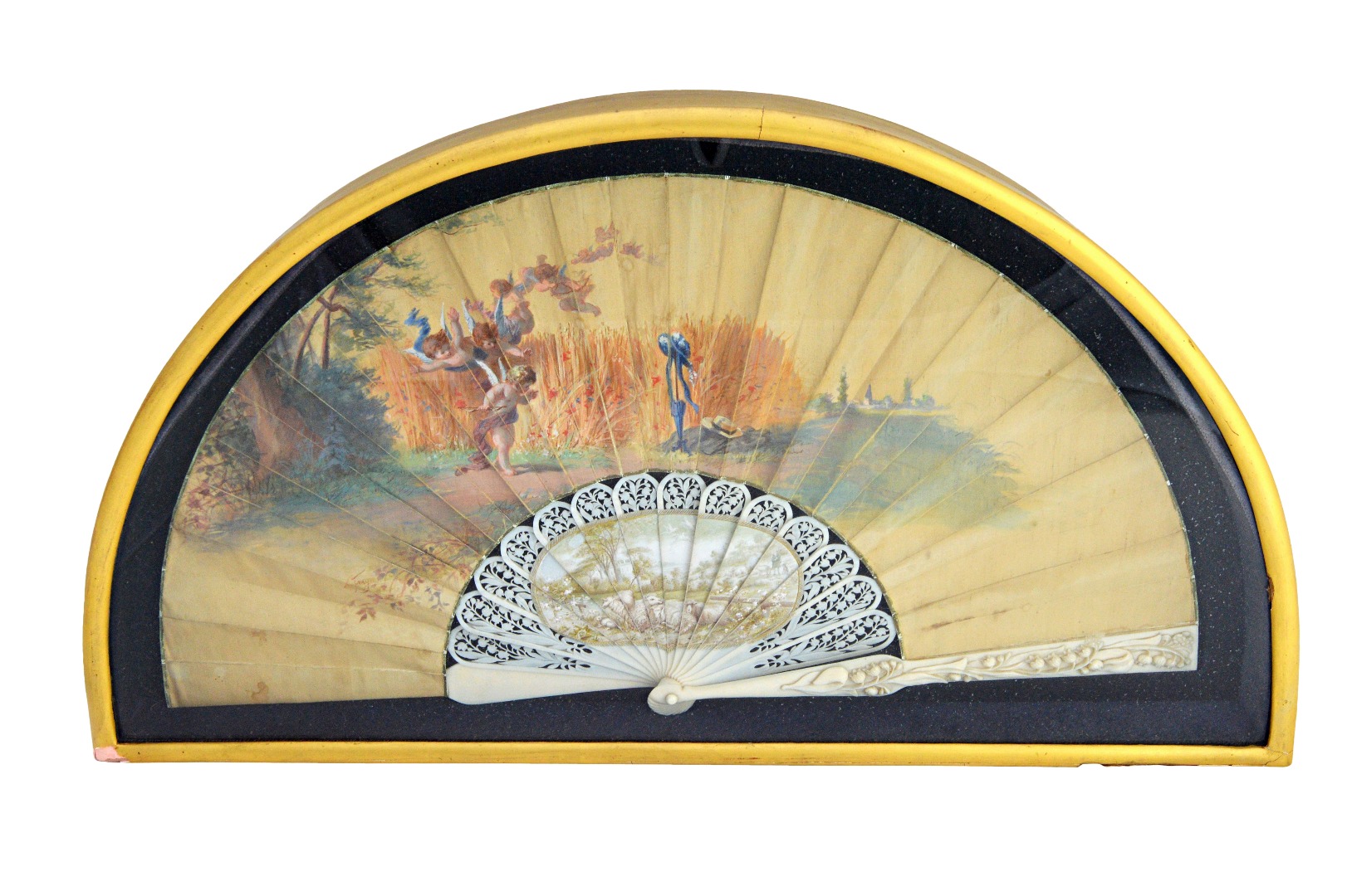 Appraisal: A late th century Continental painted silk fan detailed with