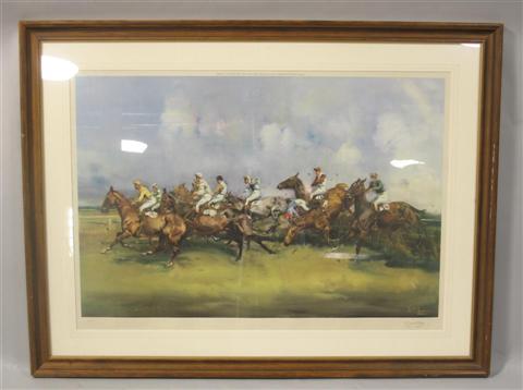 Appraisal: MICHAEL LYNE AMERICAN - STEEPLECHASE Print x in sight Framed